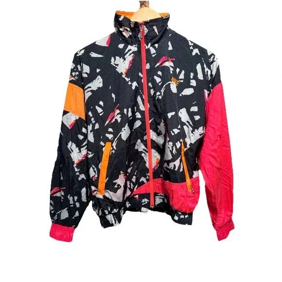 VTG 80s/90s NIKE Elite Color Block Colorful Windbreaker Track Jacket S Full Zip - Picture 8 of 13